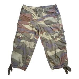 Y2K London Jeans Camoflauge Long Bermuda Cargo Shorts 6 Gorpcore Casual
